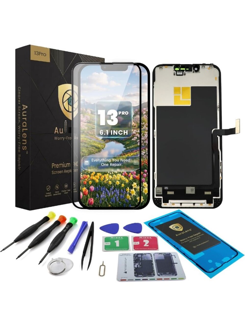 iPhone 13 Pro Screen Replacement Kit - LCD Display Assembly, Easy DIY Repair